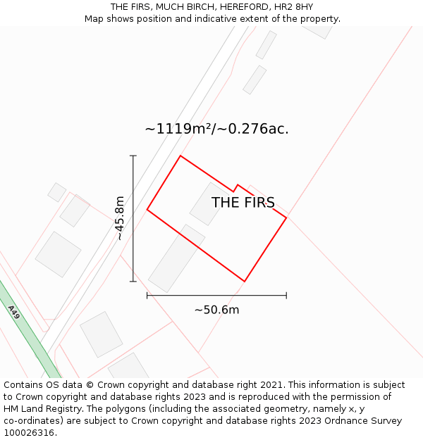 THE FIRS, MUCH BIRCH, HEREFORD, HR2 8HY: Plot and title map