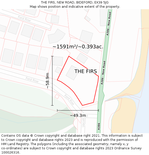 THE FIRS, NEW ROAD, BIDEFORD, EX39 5JG: Plot and title map