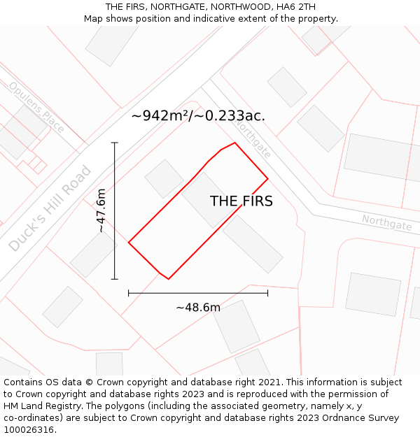 THE FIRS, NORTHGATE, NORTHWOOD, HA6 2TH: Plot and title map