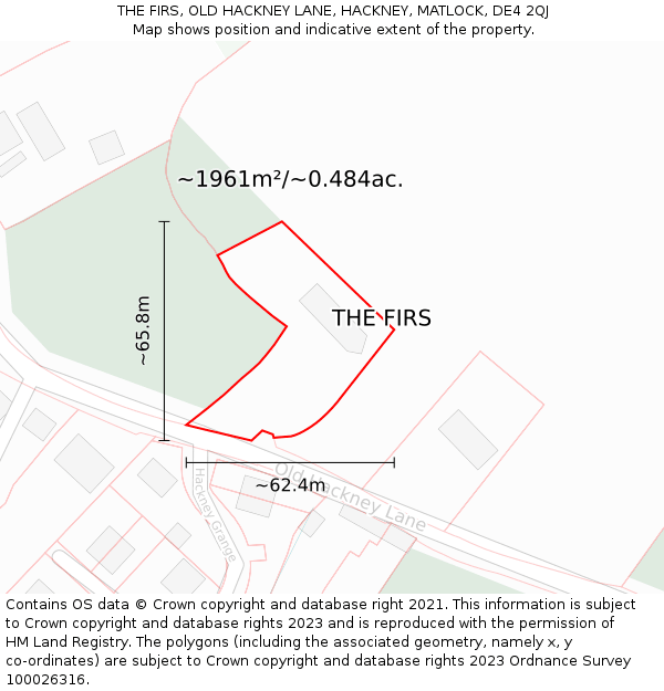 THE FIRS, OLD HACKNEY LANE, HACKNEY, MATLOCK, DE4 2QJ: Plot and title map