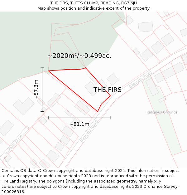 THE FIRS, TUTTS CLUMP, READING, RG7 6JU: Plot and title map