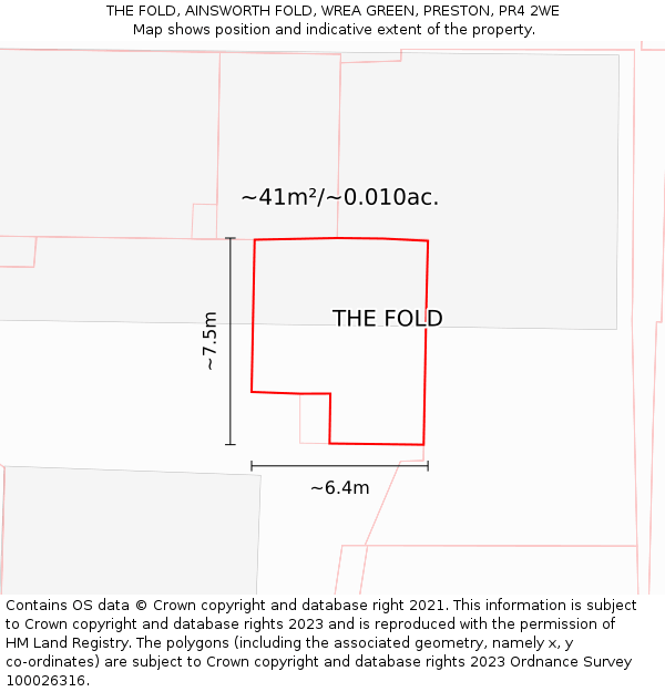 THE FOLD, AINSWORTH FOLD, WREA GREEN, PRESTON, PR4 2WE: Plot and title map