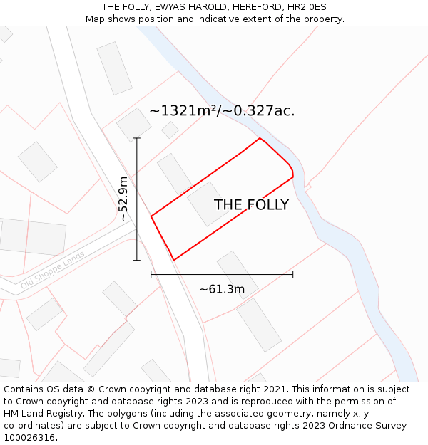 THE FOLLY, EWYAS HAROLD, HEREFORD, HR2 0ES: Plot and title map