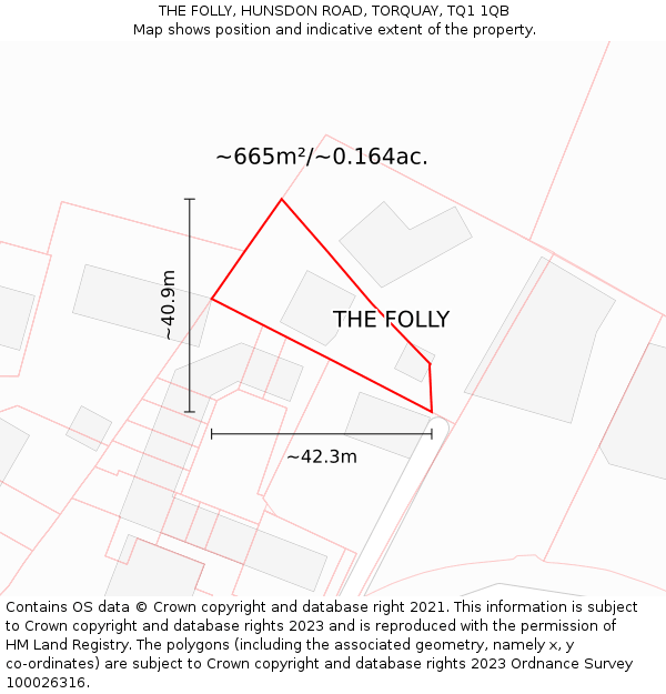 THE FOLLY, HUNSDON ROAD, TORQUAY, TQ1 1QB: Plot and title map