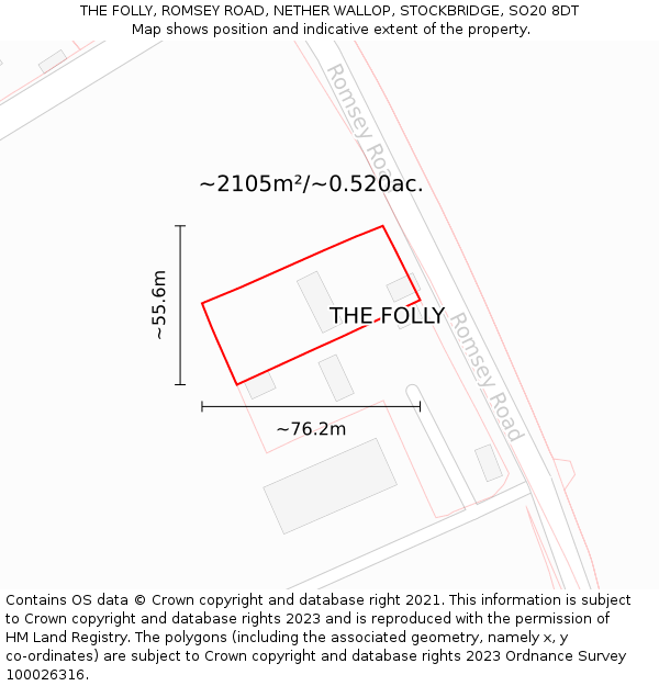 THE FOLLY, ROMSEY ROAD, NETHER WALLOP, STOCKBRIDGE, SO20 8DT: Plot and title map