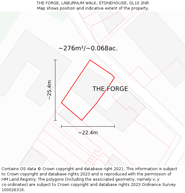 THE FORGE, LABURNUM WALK, STONEHOUSE, GL10 2NR: Plot and title map