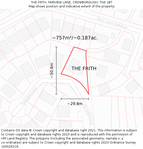 THE FRITH, FAIRVIEW LANE, CROWBOROUGH, TN6 1BT: Plot and title map