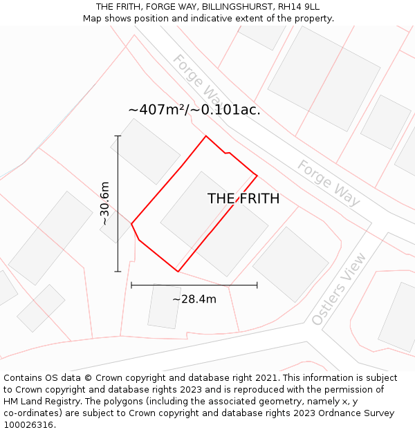 THE FRITH, FORGE WAY, BILLINGSHURST, RH14 9LL: Plot and title map