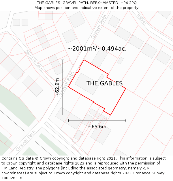 THE GABLES, GRAVEL PATH, BERKHAMSTED, HP4 2PQ: Plot and title map