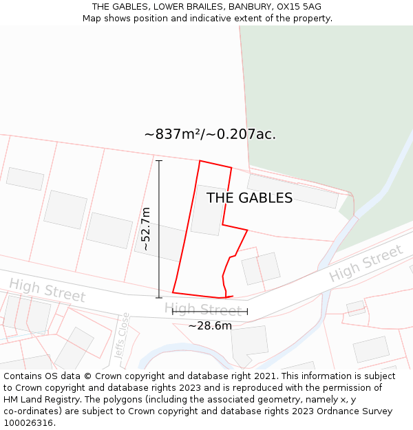 THE GABLES, LOWER BRAILES, BANBURY, OX15 5AG: Plot and title map