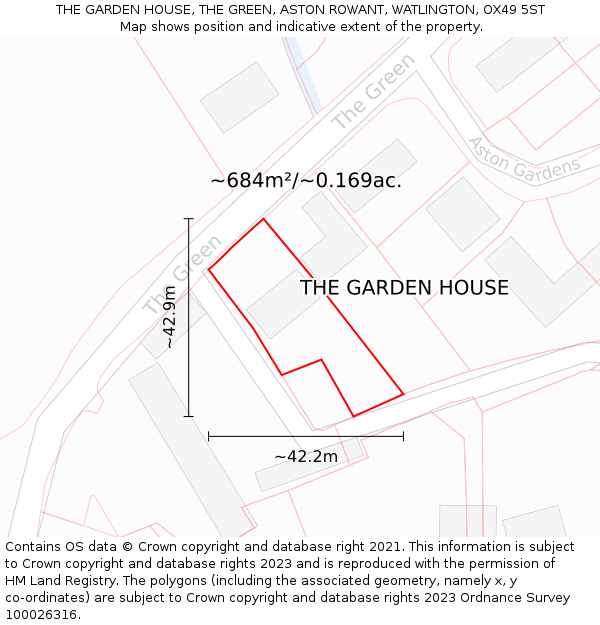 THE GARDEN HOUSE, THE GREEN, ASTON ROWANT, WATLINGTON, OX49 5ST: Plot and title map