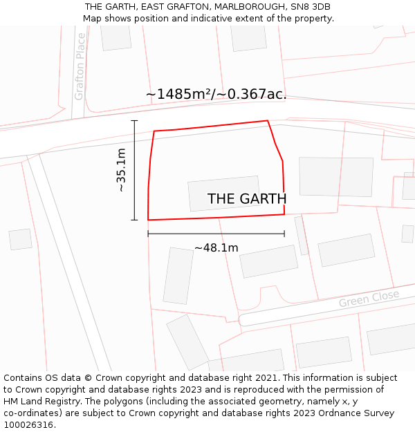 THE GARTH, EAST GRAFTON, MARLBOROUGH, SN8 3DB: Plot and title map
