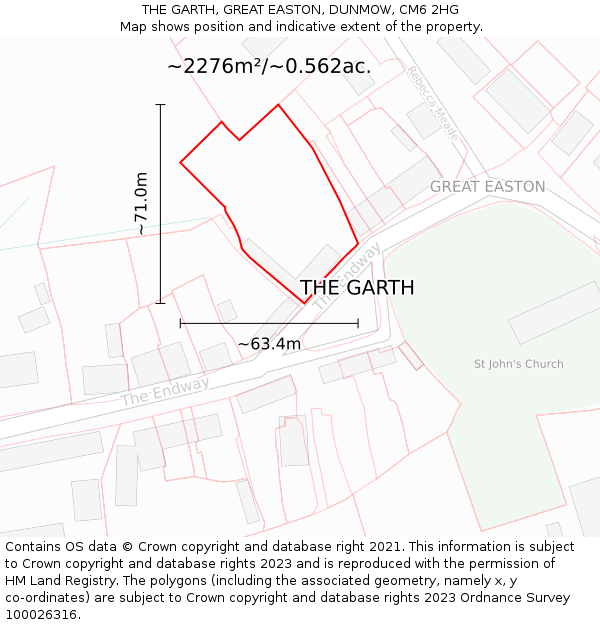 THE GARTH, GREAT EASTON, DUNMOW, CM6 2HG: Plot and title map