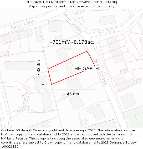 THE GARTH, MAIN STREET, EAST KESWICK, LEEDS, LS17 9EJ: Plot and title map