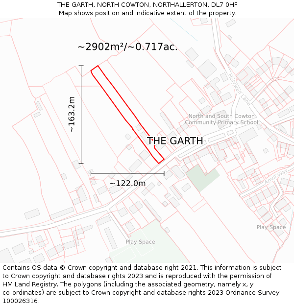 THE GARTH, NORTH COWTON, NORTHALLERTON, DL7 0HF: Plot and title map