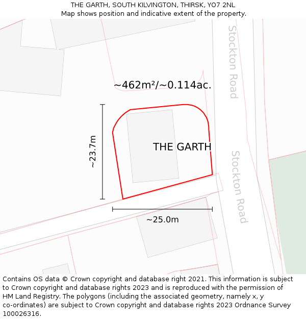 THE GARTH, SOUTH KILVINGTON, THIRSK, YO7 2NL: Plot and title map