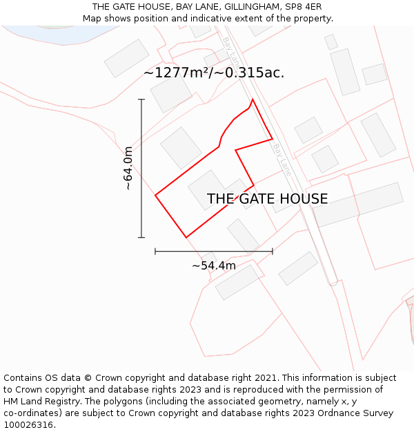 THE GATE HOUSE, BAY LANE, GILLINGHAM, SP8 4ER: Plot and title map