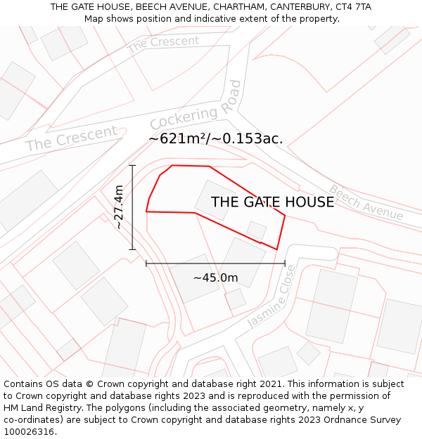 THE GATE HOUSE, BEECH AVENUE, CHARTHAM, CANTERBURY, CT4 7TA: Plot and title map