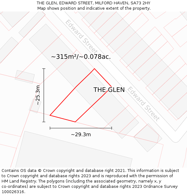 THE GLEN, EDWARD STREET, MILFORD HAVEN, SA73 2HY: Plot and title map