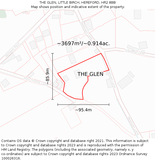THE GLEN, LITTLE BIRCH, HEREFORD, HR2 8BB: Plot and title map