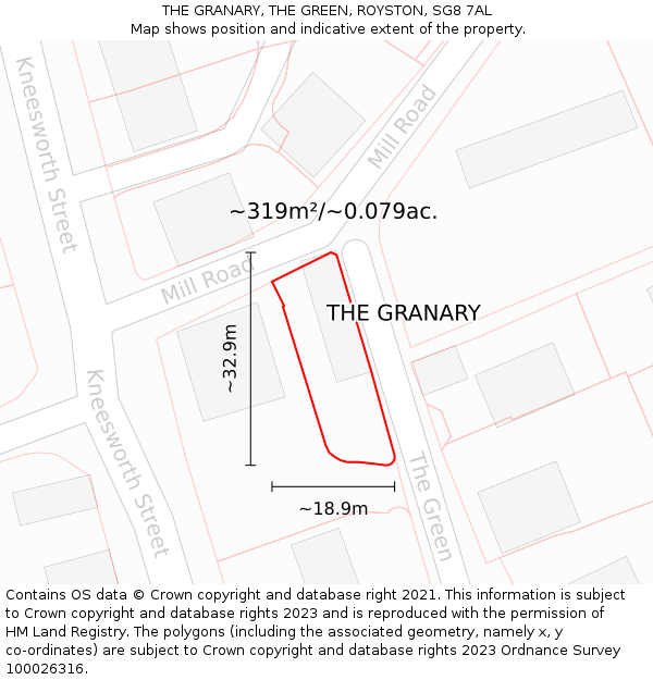 THE GRANARY, THE GREEN, ROYSTON, SG8 7AL: Plot and title map