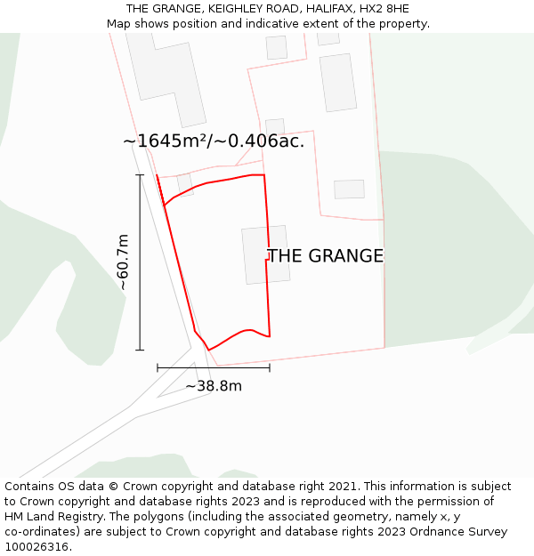 THE GRANGE, KEIGHLEY ROAD, HALIFAX, HX2 8HE: Plot and title map