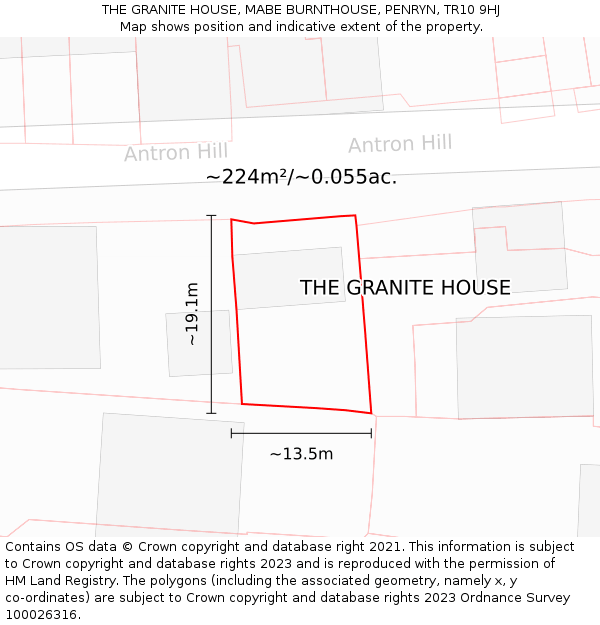 THE GRANITE HOUSE, MABE BURNTHOUSE, PENRYN, TR10 9HJ: Plot and title map