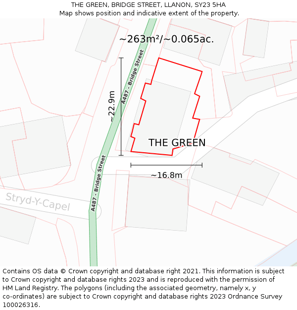 THE GREEN, BRIDGE STREET, LLANON, SY23 5HA: Plot and title map