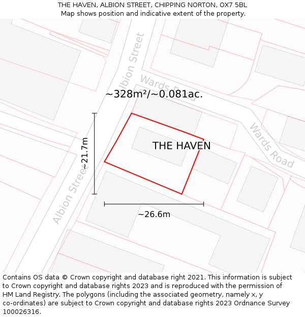 THE HAVEN, ALBION STREET, CHIPPING NORTON, OX7 5BL: Plot and title map