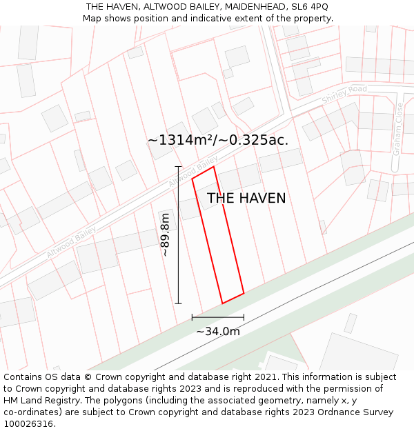 THE HAVEN, ALTWOOD BAILEY, MAIDENHEAD, SL6 4PQ: Plot and title map