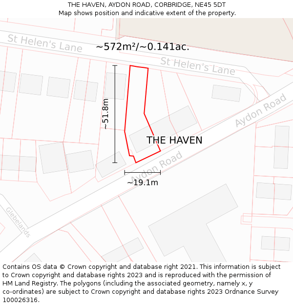 THE HAVEN, AYDON ROAD, CORBRIDGE, NE45 5DT: Plot and title map