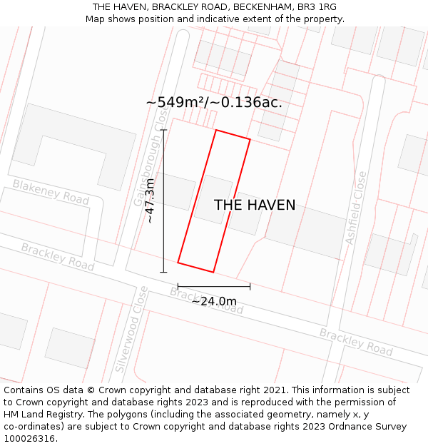 THE HAVEN, BRACKLEY ROAD, BECKENHAM, BR3 1RG: Plot and title map