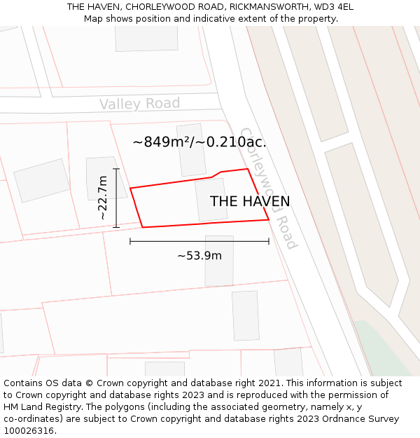 THE HAVEN, CHORLEYWOOD ROAD, RICKMANSWORTH, WD3 4EL: Plot and title map