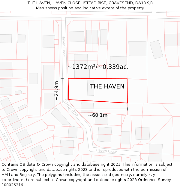 THE HAVEN, HAVEN CLOSE, ISTEAD RISE, GRAVESEND, DA13 9JR: Plot and title map