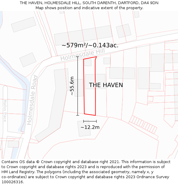 THE HAVEN, HOLMESDALE HILL, SOUTH DARENTH, DARTFORD, DA4 9DN: Plot and title map