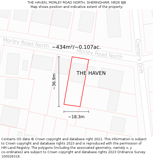 THE HAVEN, MORLEY ROAD NORTH, SHERINGHAM, NR26 8JB: Plot and title map