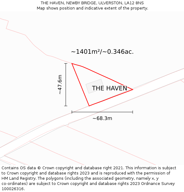 THE HAVEN, NEWBY BRIDGE, ULVERSTON, LA12 8NS: Plot and title map