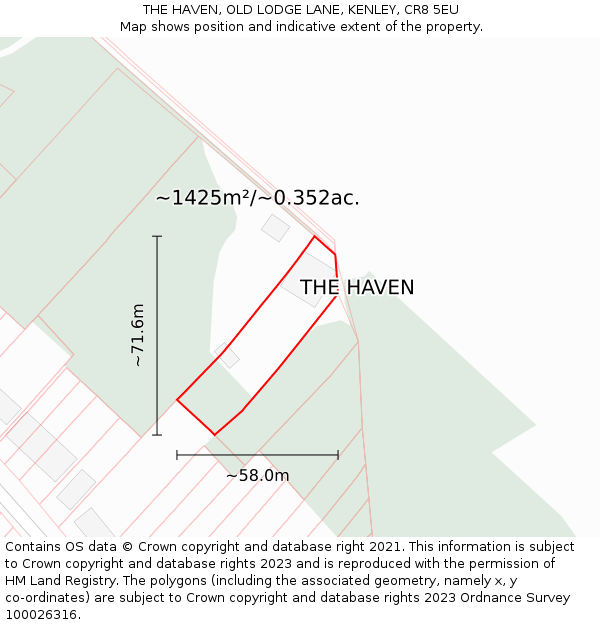 THE HAVEN, OLD LODGE LANE, KENLEY, CR8 5EU: Plot and title map