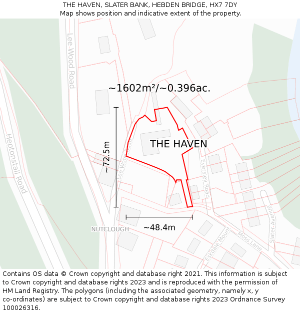 THE HAVEN, SLATER BANK, HEBDEN BRIDGE, HX7 7DY: Plot and title map