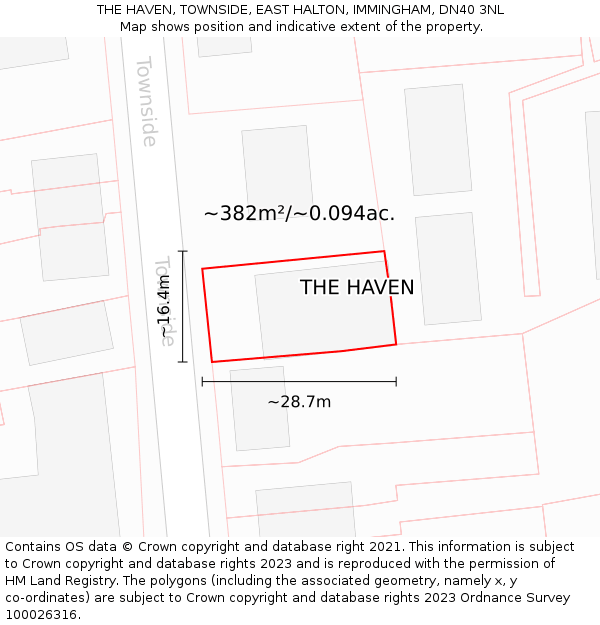 THE HAVEN, TOWNSIDE, EAST HALTON, IMMINGHAM, DN40 3NL: Plot and title map