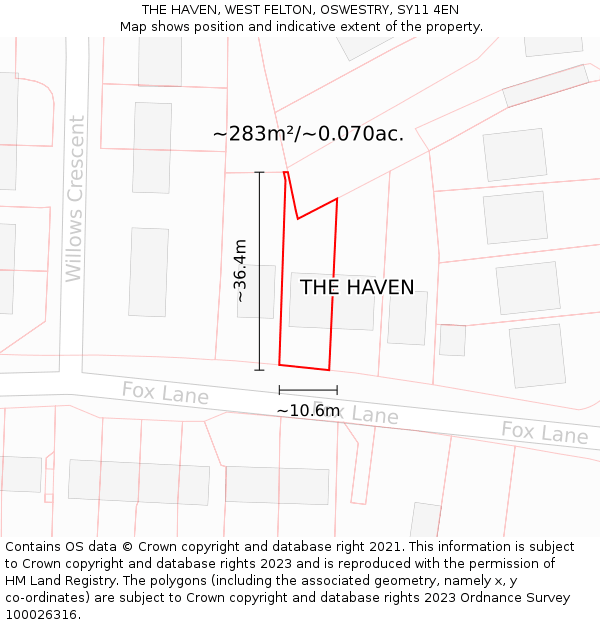 THE HAVEN, WEST FELTON, OSWESTRY, SY11 4EN: Plot and title map