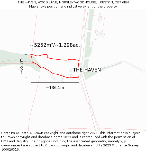 THE HAVEN, WOOD LANE, HORSLEY WOODHOUSE, ILKESTON, DE7 6BN: Plot and title map