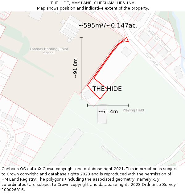 THE HIDE, AMY LANE, CHESHAM, HP5 1NA: Plot and title map