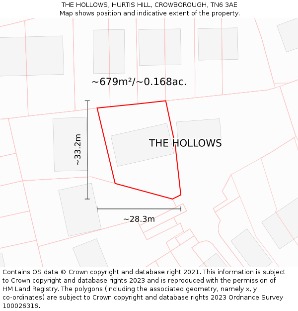 THE HOLLOWS, HURTIS HILL, CROWBOROUGH, TN6 3AE: Plot and title map