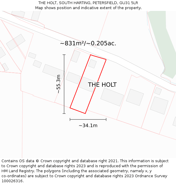 THE HOLT, SOUTH HARTING, PETERSFIELD, GU31 5LR: Plot and title map