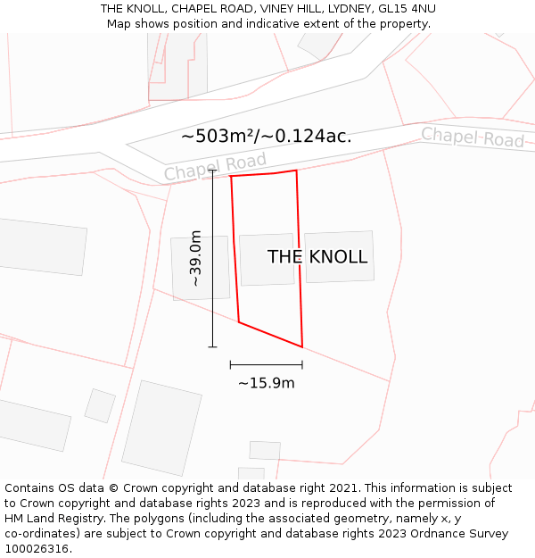 THE KNOLL, CHAPEL ROAD, VINEY HILL, LYDNEY, GL15 4NU: Plot and title map