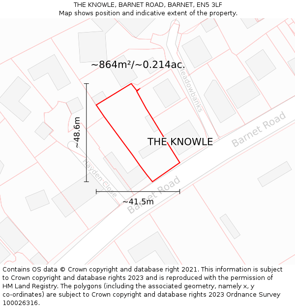 THE KNOWLE, BARNET ROAD, BARNET, EN5 3LF: Plot and title map