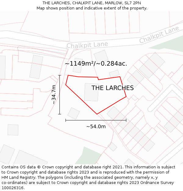 THE LARCHES, CHALKPIT LANE, MARLOW, SL7 2PN: Plot and title map