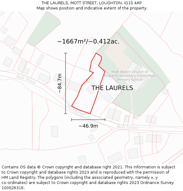 THE LAURELS, MOTT STREET, LOUGHTON, IG10 4AP: Plot and title map