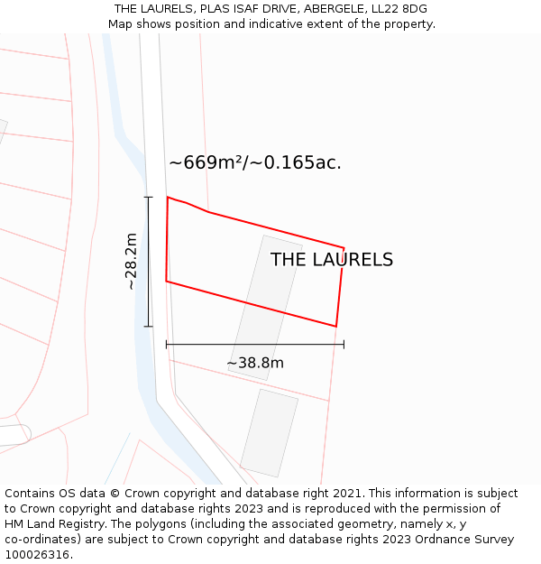 THE LAURELS, PLAS ISAF DRIVE, ABERGELE, LL22 8DG: Plot and title map